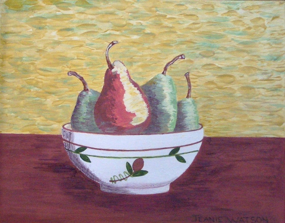 Pears In Vietri Bowl Art | Jeanie Watson
