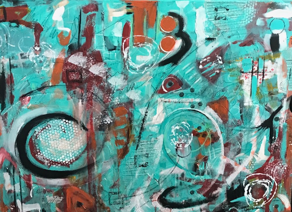 Playing 36x48 Acrylic Abstract Art | Jeanie Watson