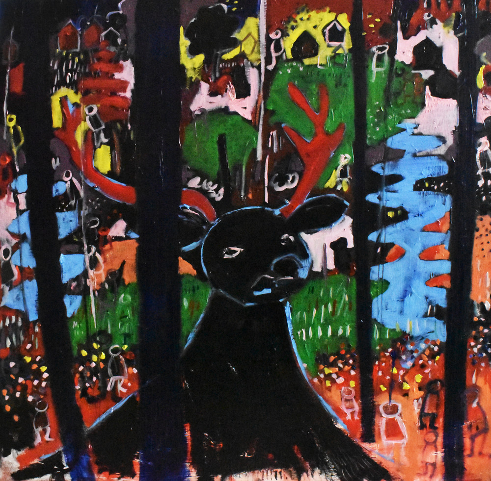 I love this painting of this deer in the woods. 