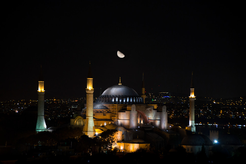 Moon Over Hagia Sophia   Istanbul Photography Art | Mark Gottlieb Images