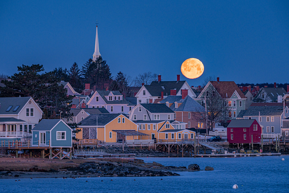 Portsmouth, New Hampshire   Full Moon Setting Photography Art | Jeremy Noyes Fine Art Photography