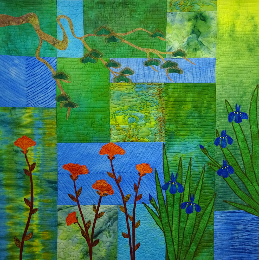 Green Is My Garden | Fine Art Print of Original Art Quilt by Rachel Derstine
