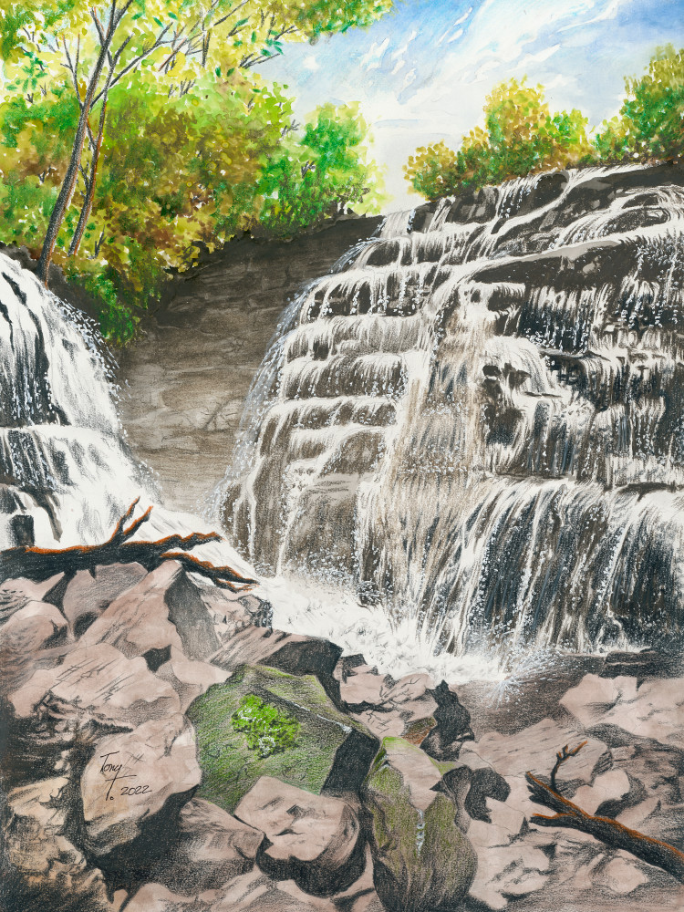 Falls Atop The Ridge Art | Art By TonyT