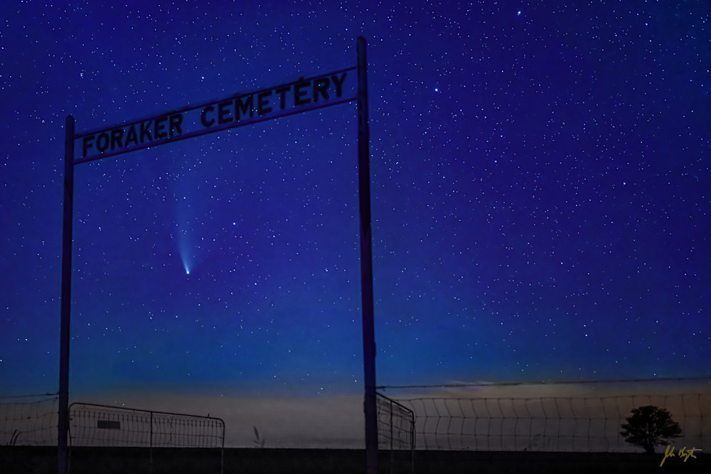 Comet Neowise Over Foraker Cemetery Photography Art | John Kennington Photography