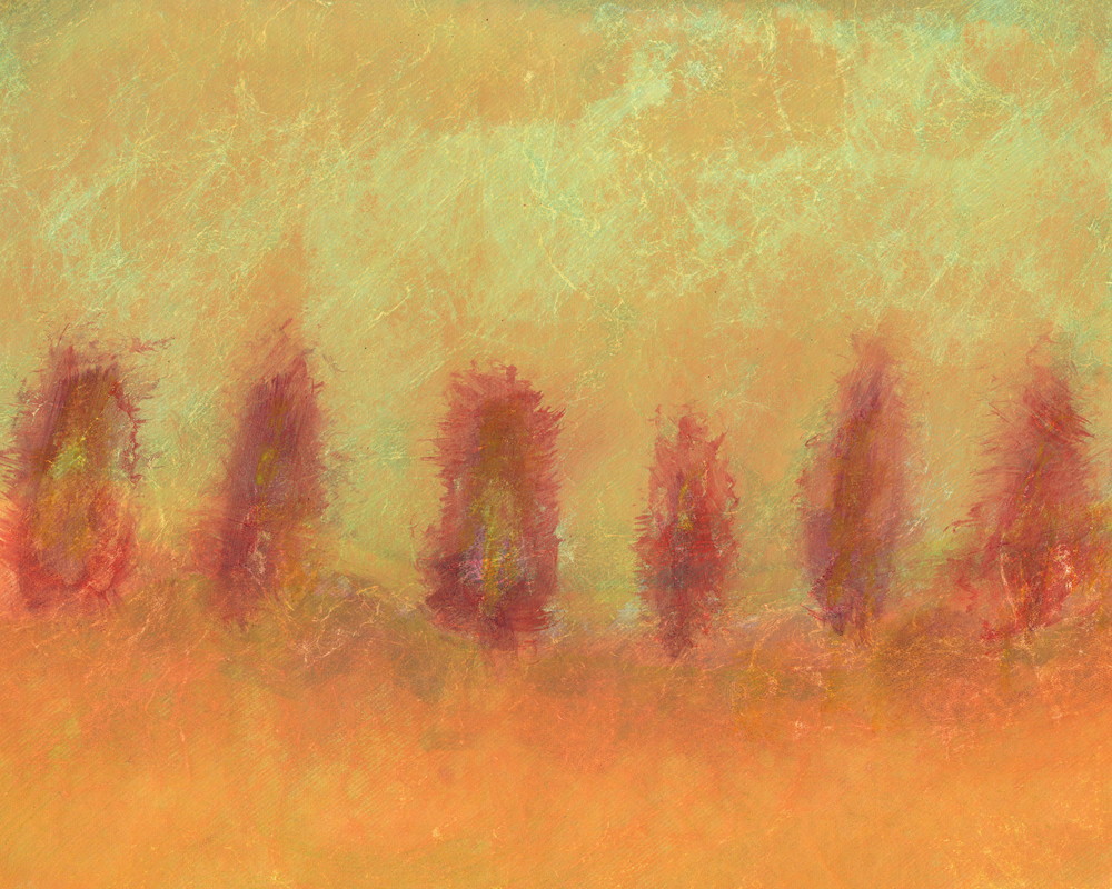 Six Trees In Fog Art | Mark Rushton