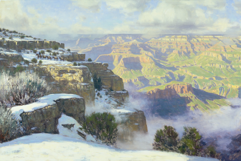 The Artist Enclave - Arizona artist Karl Thomas print of Grand Canyon in Winter available for sale. Shop more Desert, Arizona and Utah landscape paintings with 20% of your first order.
