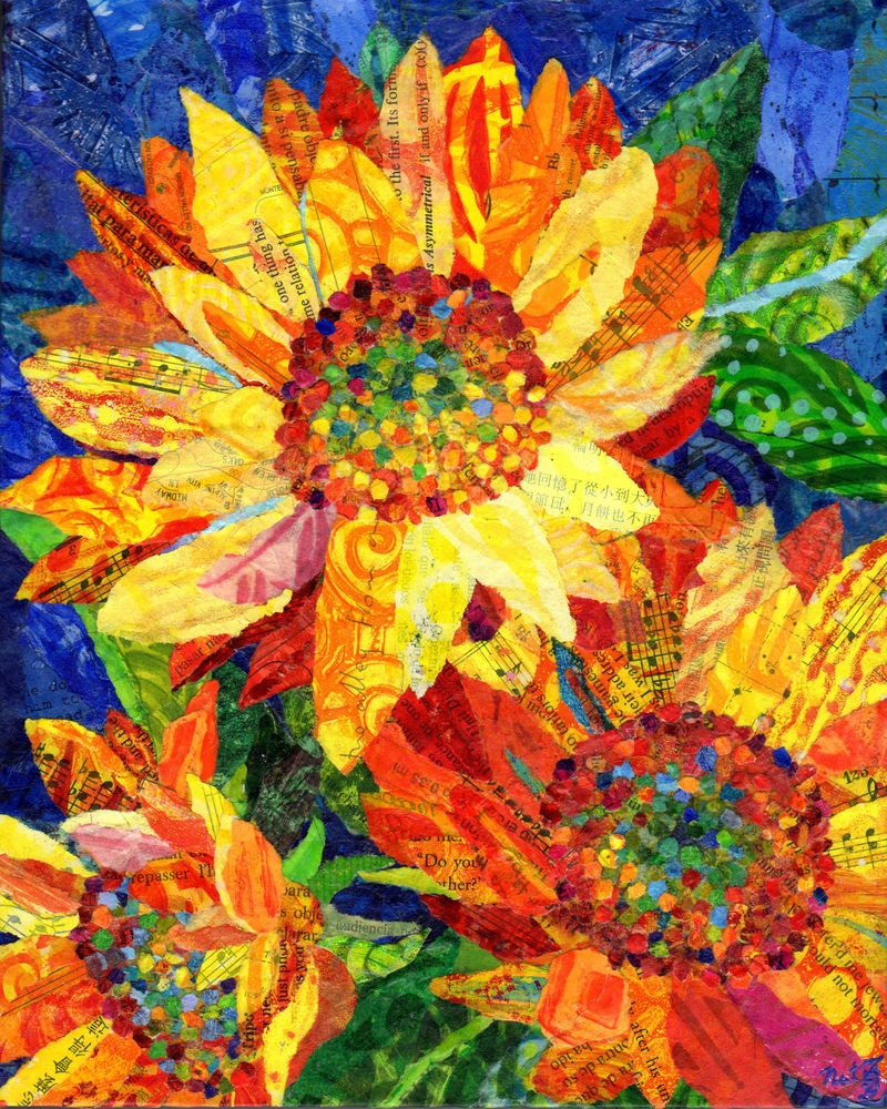 Sunflower Trio Art | Poppyfish Studio