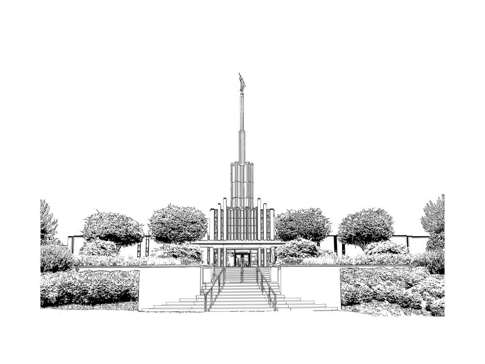Atlanta Temple - From the Front B&W