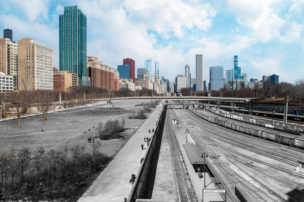 Grant Park From Illinois Central Station Art | Mark Hersch Photography