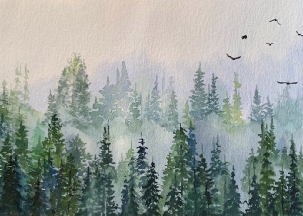 Watercolor Forest Mini Landscape III Art Print