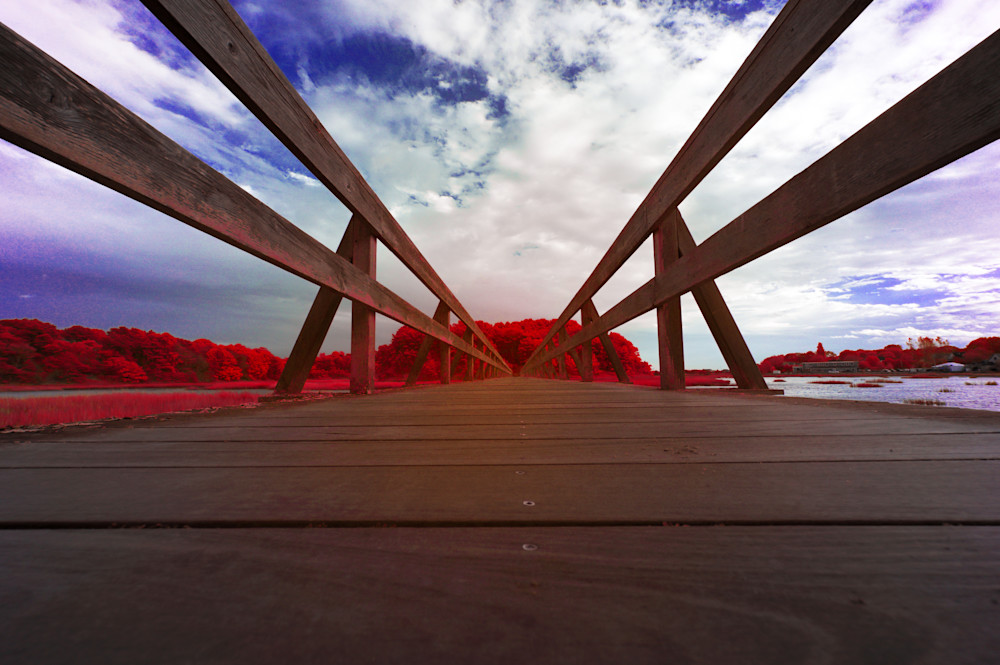 Cape Cod Footbridge And Red Trees Photography Art | Bryce Quayle Fine Art Photography
