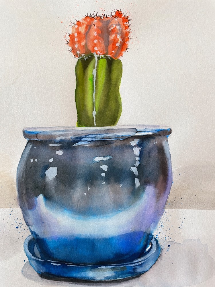 Little Orange Cactus Art | Cactus Crown Studios