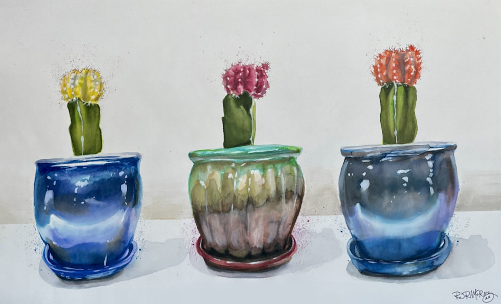 Three Cacti  Art | Cactus Crown Studios