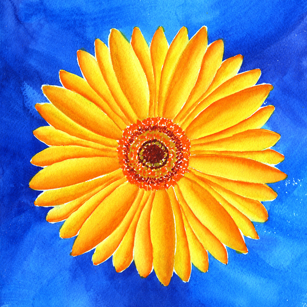 "Flora Love" Golden Yellow Gerbera Daisy Art | Jeanine Colini Design Art