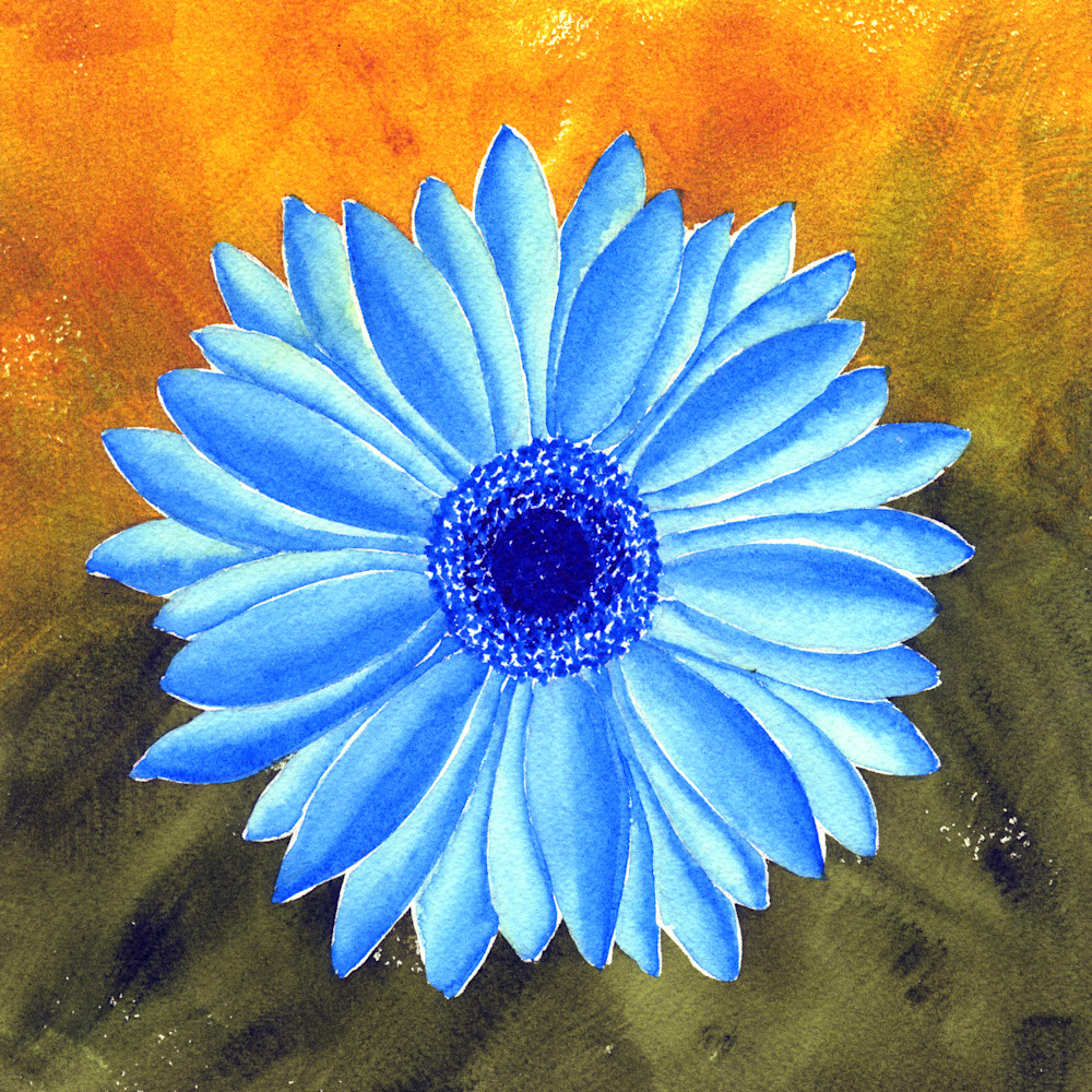 "Flora Love" Powder Blue Gerbera Daisy Art | Jeanine Colini Design Art