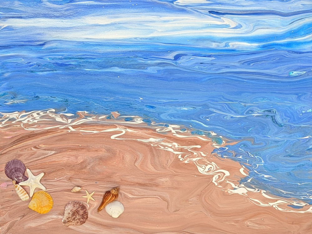Beach Waves | Serene Fluid Art Painting by Paintpourium