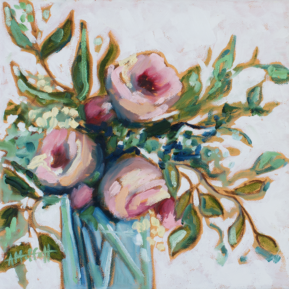 Giclee Art Print - Delicate Floral IV- by contemporary Impressionist April Moffat
