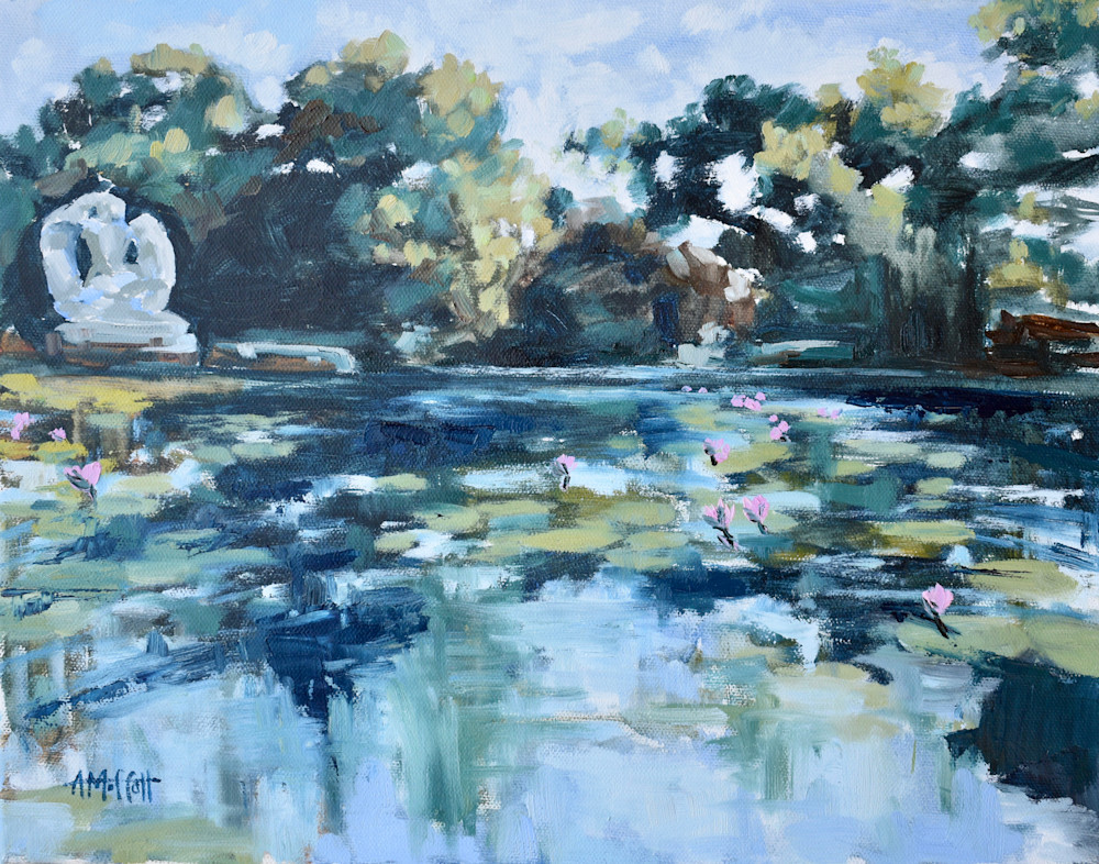 Original oil Painting - Lily Pond at Brookgreen Gardens- Contemporary Impressionist April Moffatt.