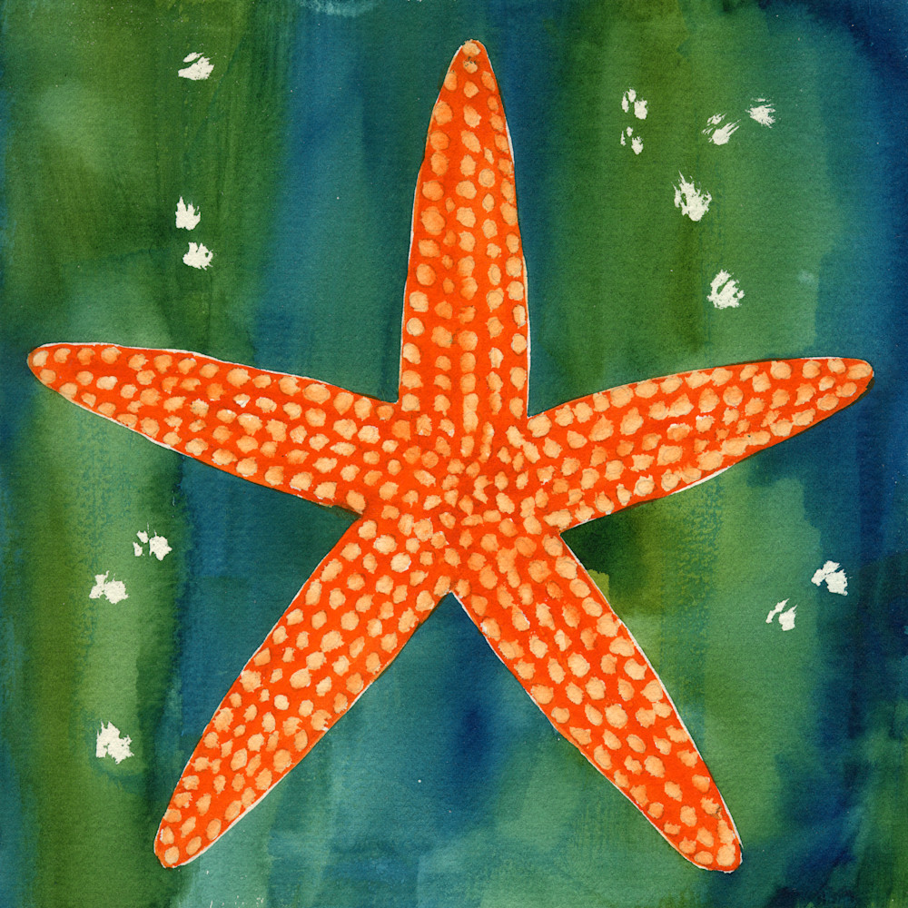 "By The Sea" Orange Starfish Art | Jeanine Colini Design Art