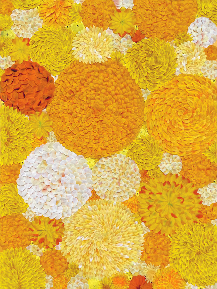yellow monochromatic flower petal abstract art