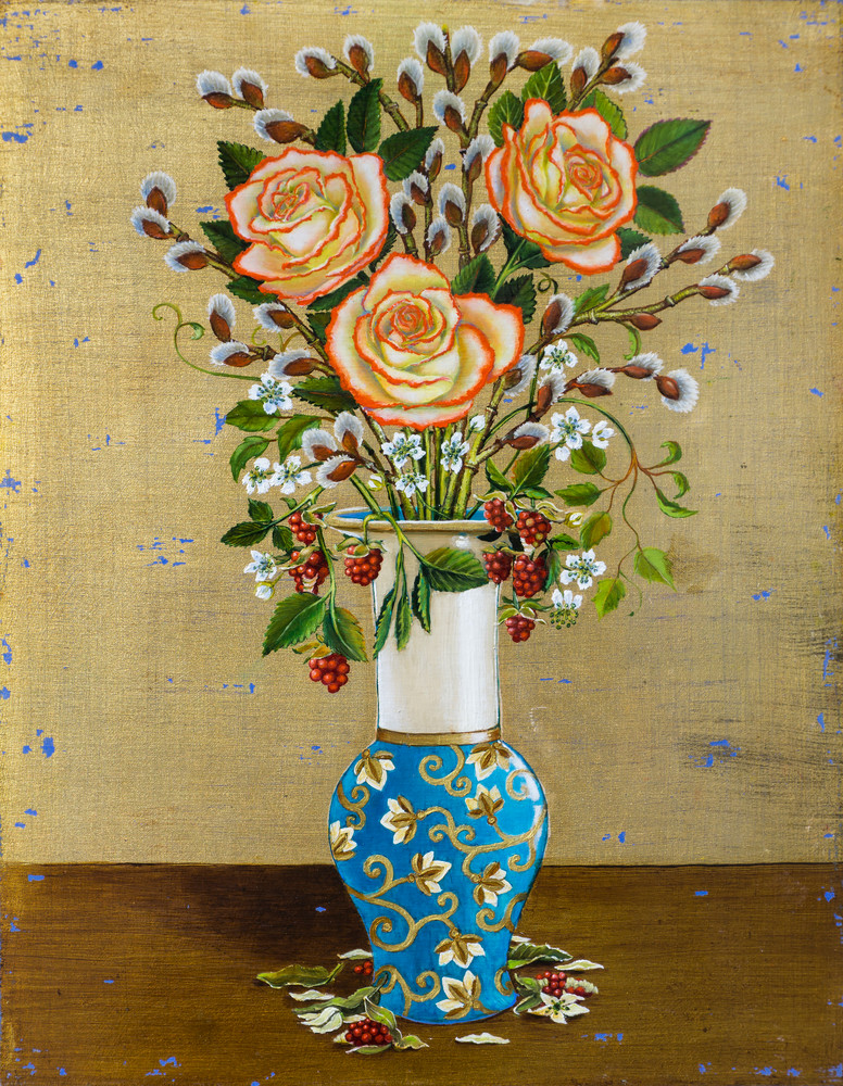 Still Life Roses & Wildflowers Art by Mia Pratt