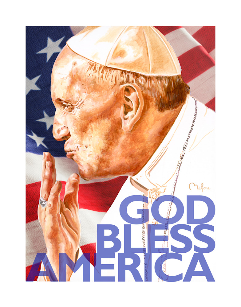Pope Francis God Bless Amercica Art | perrymilou
