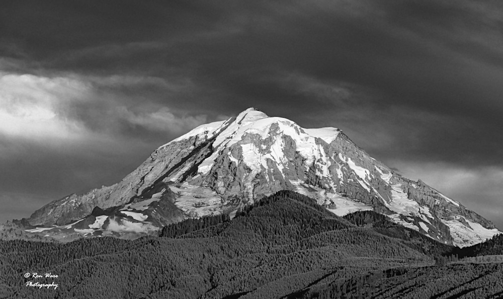 Stormy Skies Over Ranier Bw Art | Ron Ware Photography