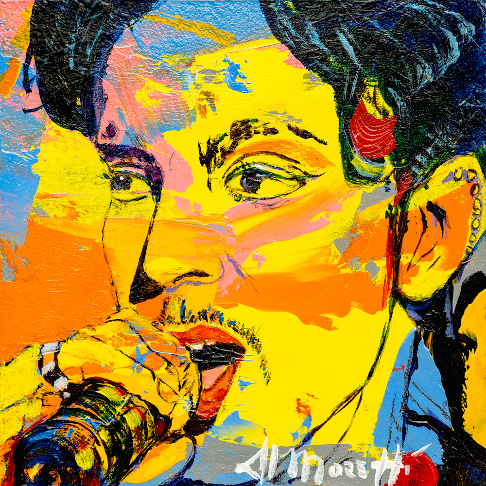 Prince with Mic portrait painting by Al Moretti