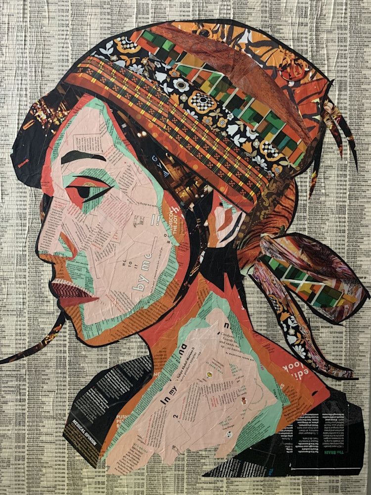 Girl In Scarf Profile Art | Kathy Saucier Art