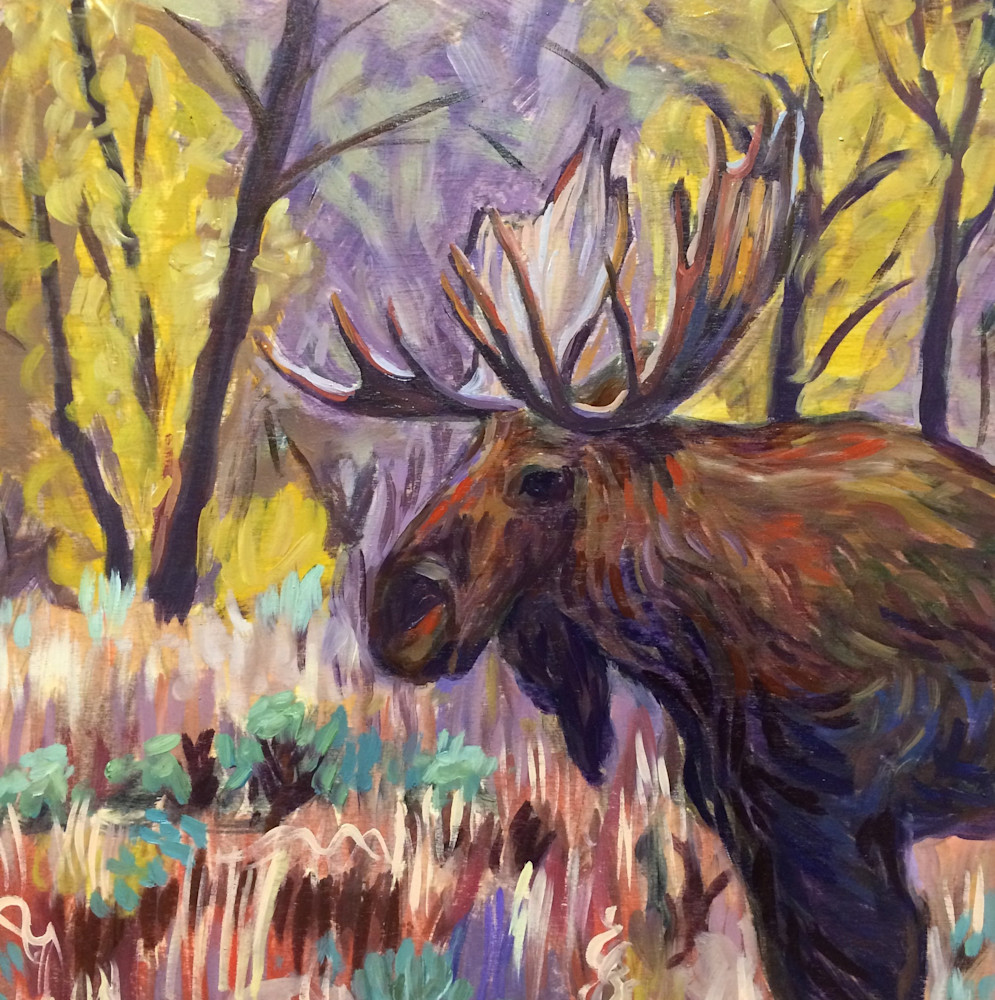 Mauve Bull Moose Art | Amanda Faith Alaska Paintings / Estuary Arts, LLC