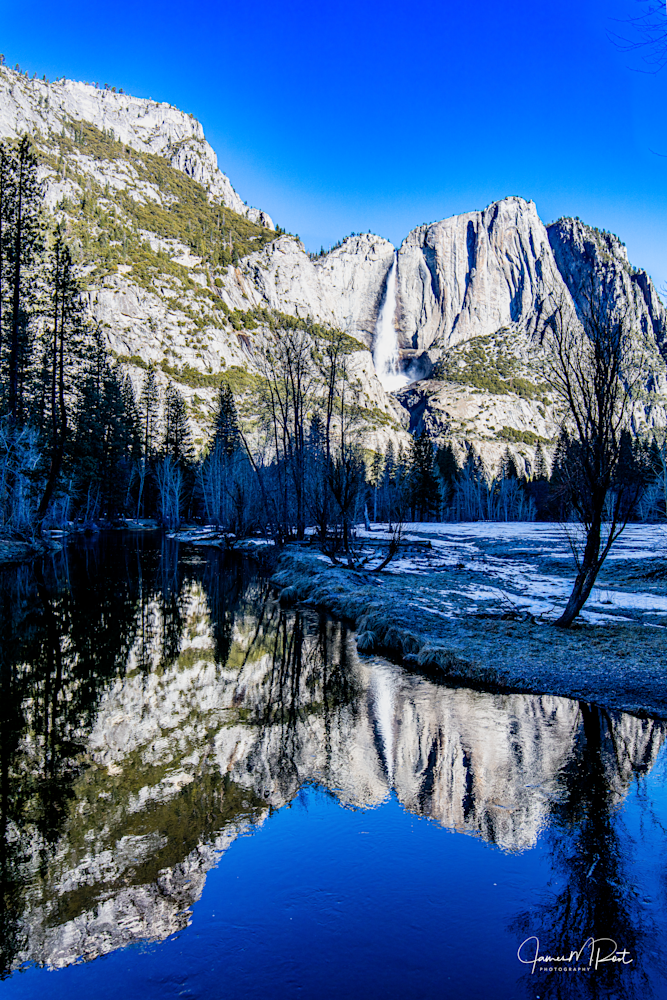 Yosemite Falls Reflected In Merced River Art | JRootGallery.com