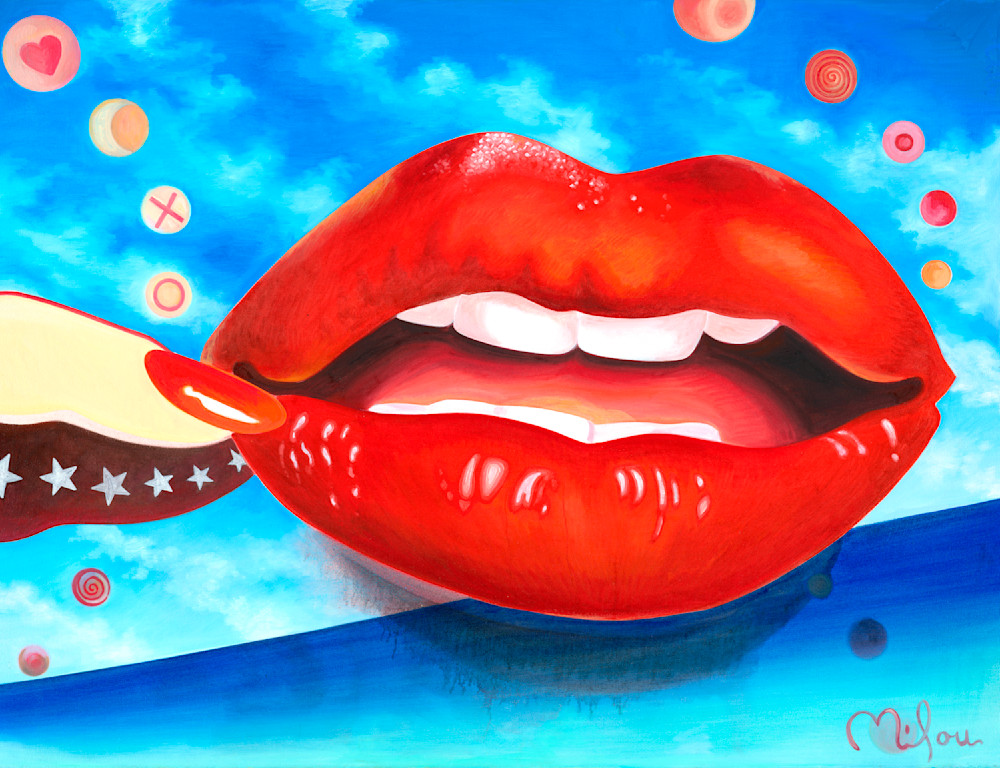 Lips American Redhot Lipstick Chick Art | perrymilou