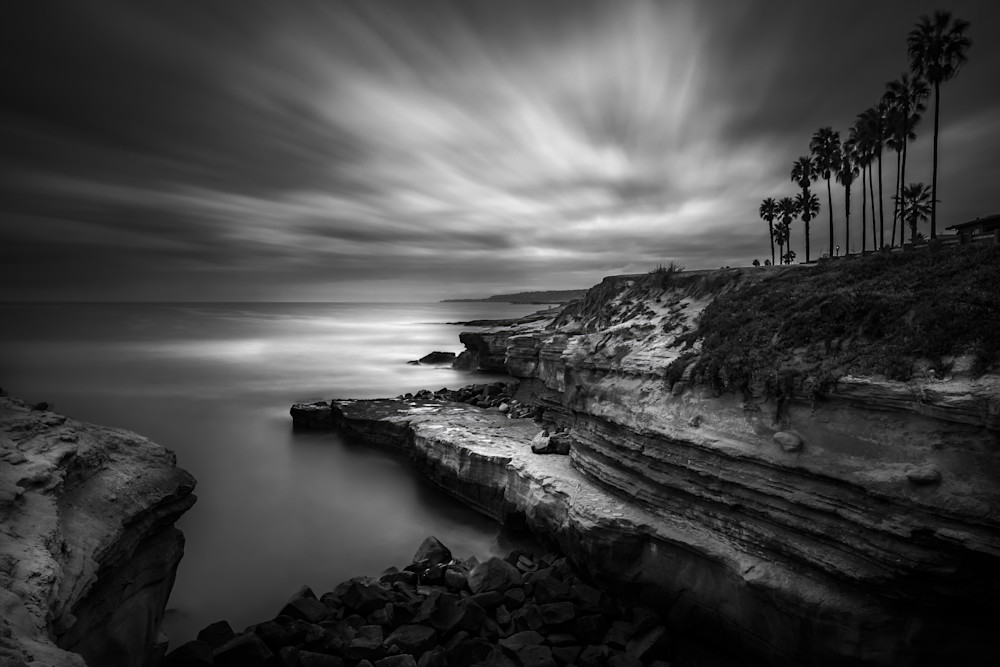 Fine Art Photography, Sunset Cliffs, Ocean Beach, Long Exposure, Landscape, Palms