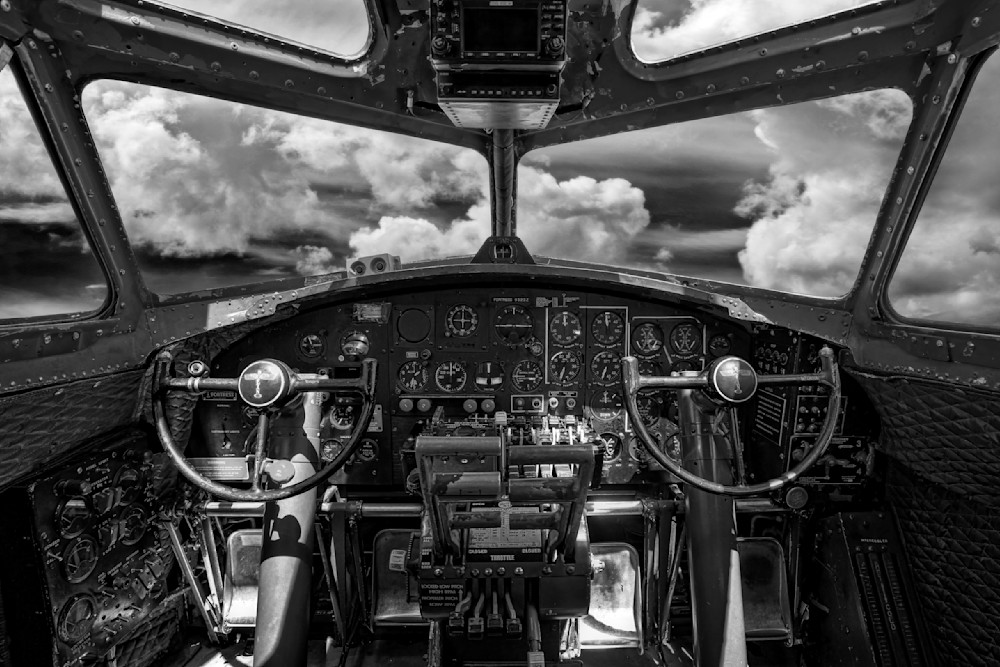 B17 Cockpit Black And White Photography Art | Ken Smith Gallery