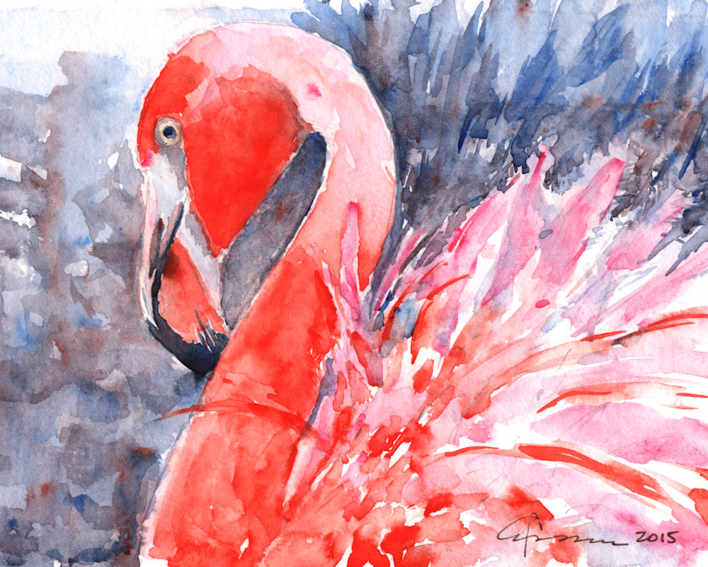 Flamingo Celebration Watercolor Print | Claudia Hafner Watercolor
