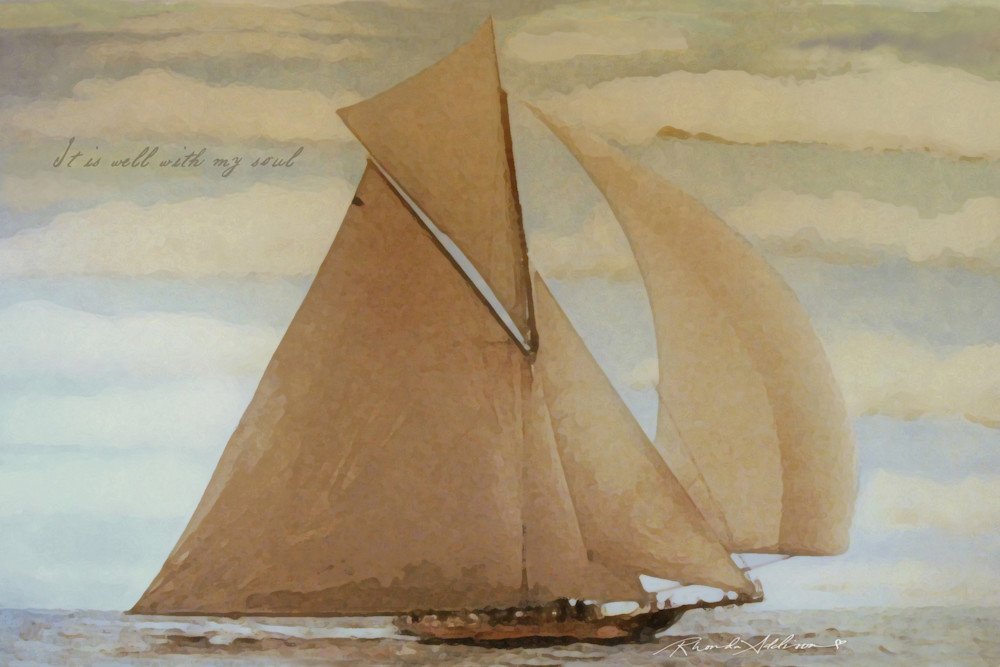 Vintage Sailboat "It is well" Art