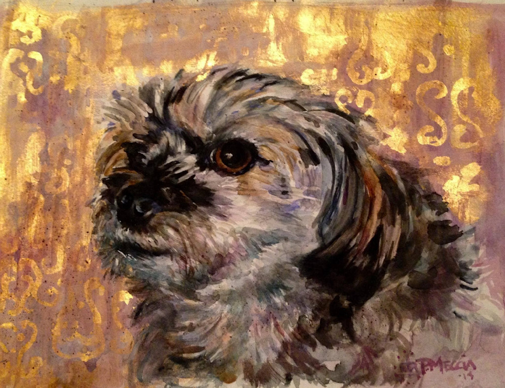 Gold Background Terrier Mix 1 Art | Patricia Carol Meccia Fine Art