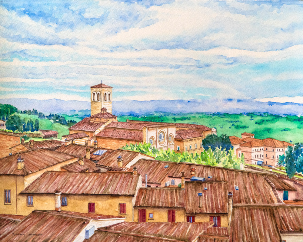 Rooftops Of Assisi Art | Kimberly Cammerata - Watercolors of the Sun: Paintings of Italy