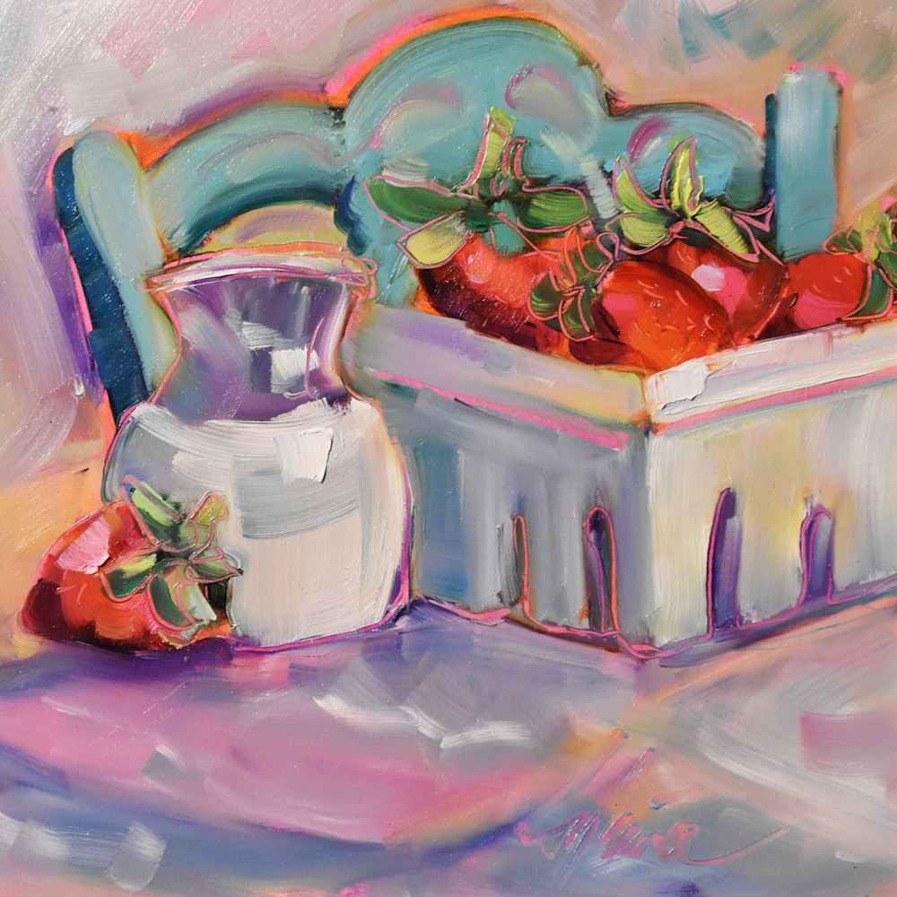 Strawberries And Cream Print Art | Sylvina Rollins Artist