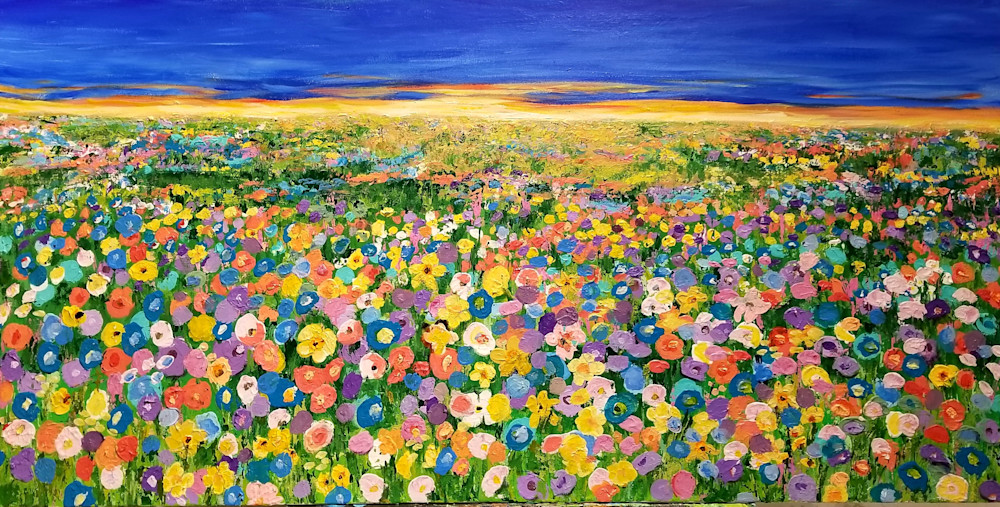 Krista Falkenstine art with abstract wildflower prints.
