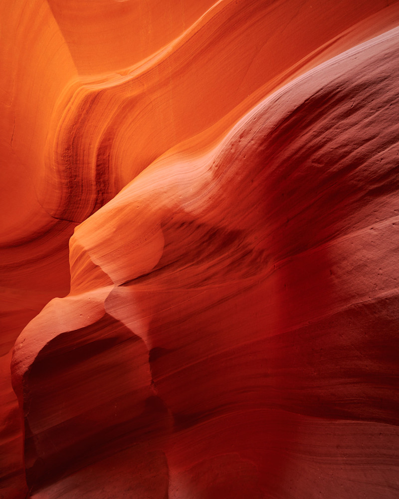 A stunning abstract color photograph of Antelope Canyon.