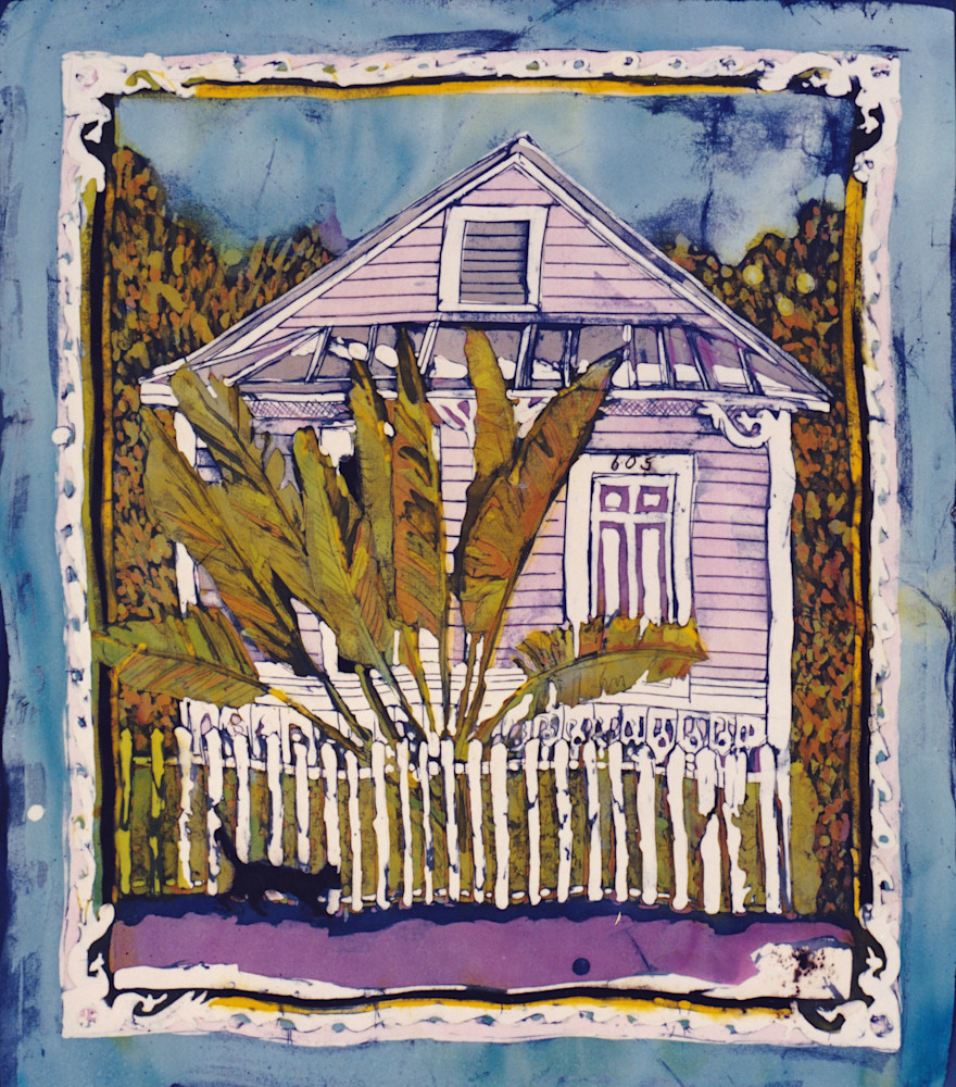 "Shotgun House" by artist Muffy Clark Gill features a cute little island cottage discovered while walking the streets of Key West.