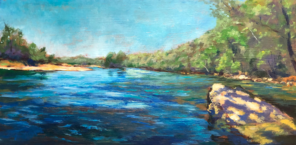Sunlight And Shadows On The River Rock Art | The Creekside Studio of Art & Design
