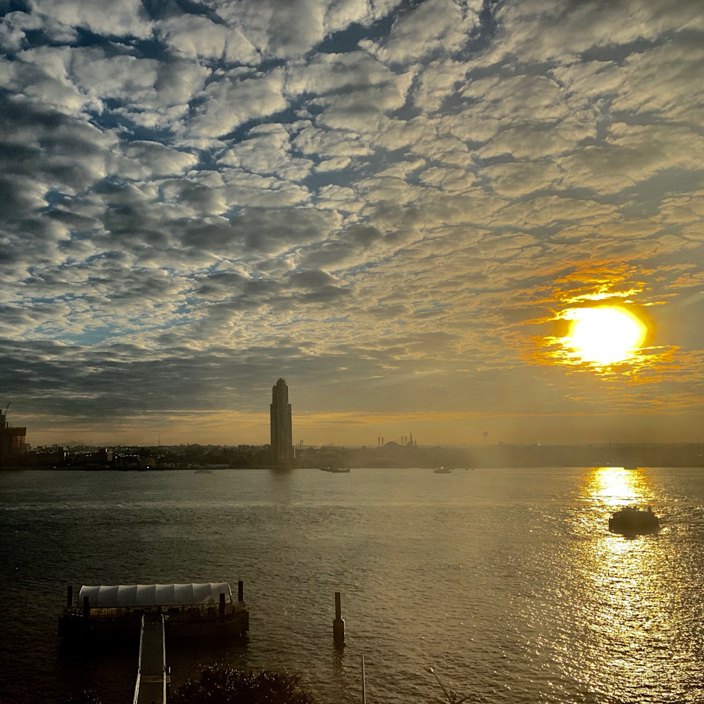 East River Ferry At Dawn With Sun Art | Eastmeyer Galleries