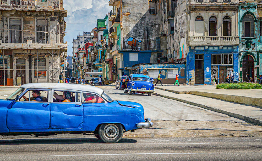 Blue Drive Bys In Havana Photography Art | Judith Anderson Photography
