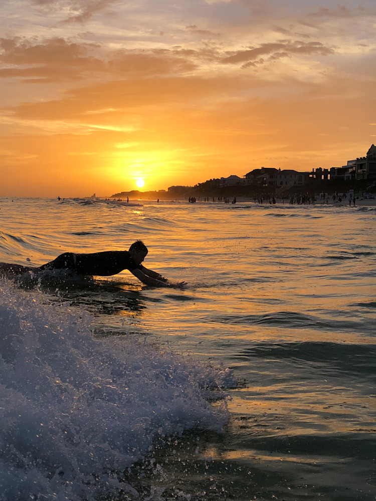 Body Surfing At Sunset On 30 A, Rosemary Beach, Florida Photography Art | Lin Darden Photography