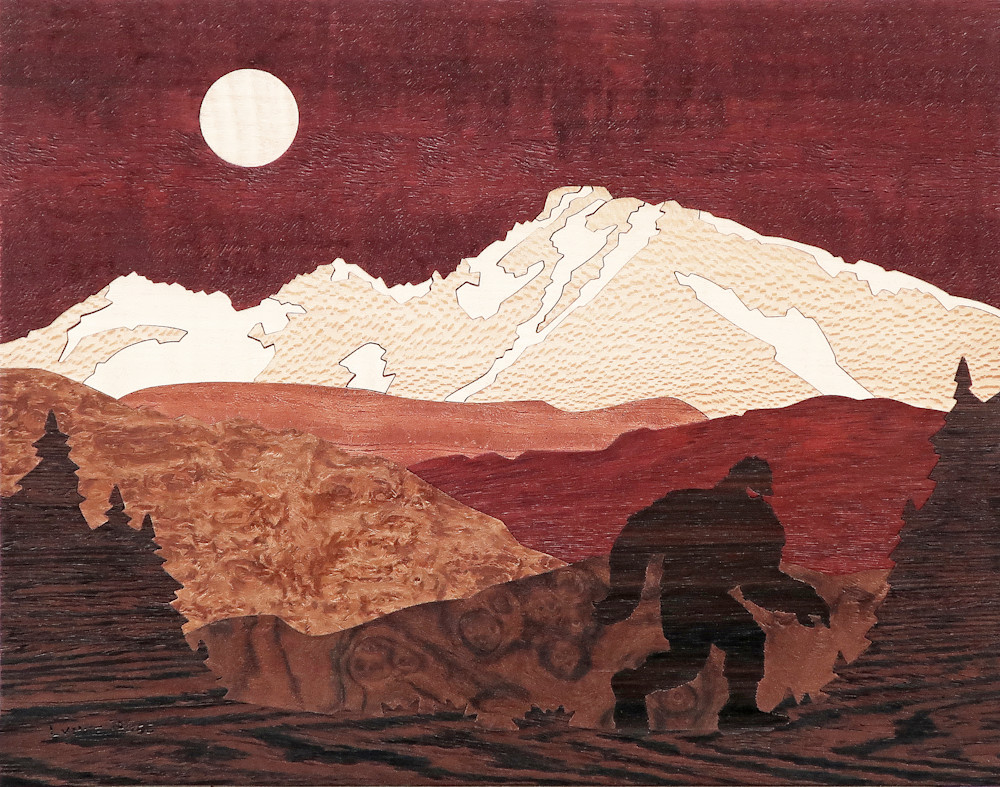 Long's Peak Sasquatch Art | Lynne Buss Marquetry