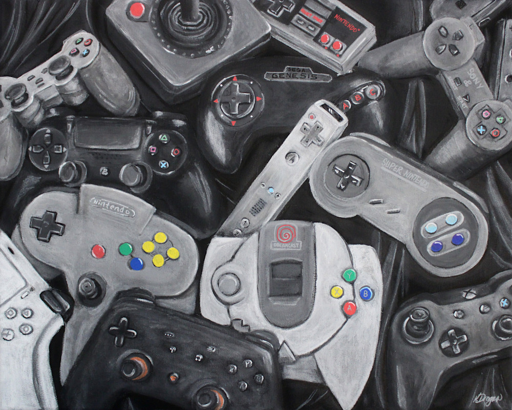 Game On - Video Game Still Life Painting Prints and Merchandise