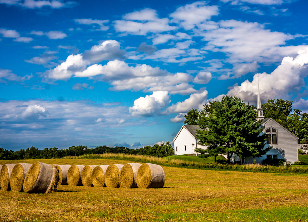 Hay Rolls By Church Photography Art | Lift Your Eyes Photography