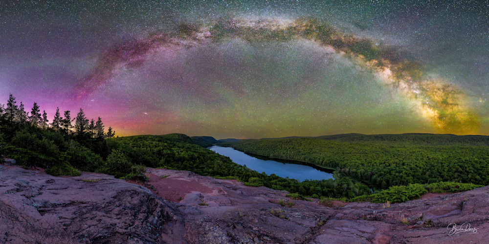 The Milky Way and Aurora Over Lake of the Clouds 
